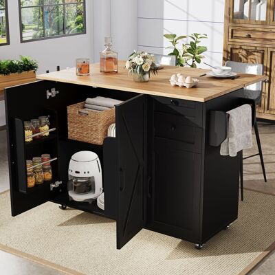 ACKERMAN Îlot De Cuisine Moderne, Meuble De Cuisine, Buffet, Desserte Avec Finition Bois, Meuble De Rangement, Table À Manger Multifonctionnelle Avec Rangements, Desserte Avec Étagères Pour Les En-cas, Noir - Publicité ACKERMAN Îlot De Cuisine Moderne, Meuble De Cuisine, Buffet, Desserte Avec Finition Bois, Meuble De Rangement, Table À Manger Multifonctionnelle Avec Rangements, Desserte Avec Étagères Pour Les En-cas, Noir - Publicité