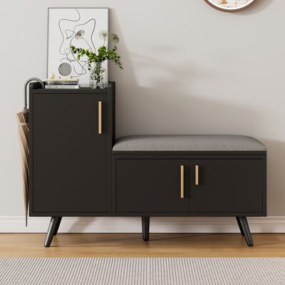 ACKERMAN Banc À Chaussures/coffre À Chaussures/banc Moderne Avec Trois Portes De Rangement, Poignées Métalliques Asymétriques Et Plusieurs Niveaux De Rangement - Dimensions : L 100/p 34/h 69 Cm (ancienne Référ - Publicité ACKERMAN Banc À Chaussures/coffre À Chaussures/banc Moderne Avec Trois Portes De Rangement, Poignées Métalliques Asymétriques Et Plusieurs Niveaux De Rangement - Dimensions : L 100/p 34/h 69 Cm (ancienne Référ - Publicité