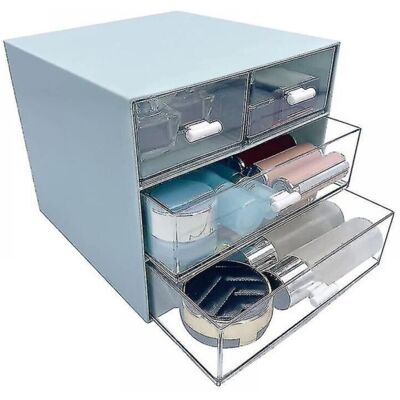 XVX Organisateur De Maquillage Et Bureau À 4 Tiroirs En Plastique Rigide, Couleur Bleu Ciel – Design Compact Et Fonctionnel Pour Salle De Bain Ou Espace De Travail - Publicité XVX Organisateur De Maquillage Et Bureau À 4 Tiroirs En Plastique Rigide, Couleur Bleu Ciel – Design Compact Et Fonctionnel Pour Salle De Bain Ou Espace De Travail - Publicité