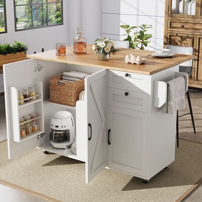 ACKERMAN Îlot De Cuisine Moderne, Meuble De Cuisine, Buffet, Desserte Avec Finition Bois, Buffet, Table À Manger Multifonctionnelle Avec Rangements, Desserte Avec Étagères Pour Les En-cas, Blanc - Publicité ACKERMAN Îlot De Cuisine Moderne, Meuble De Cuisine, Buffet, Desserte Avec Finition Bois, Buffet, Table À Manger Multifonctionnelle Avec Rangements, Desserte Avec Étagères Pour Les En-cas, Blanc - Publicité