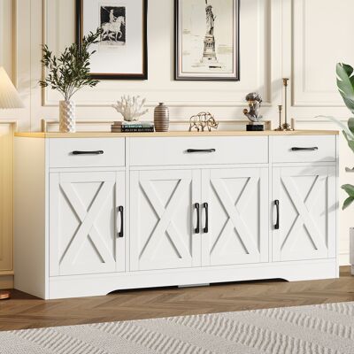 ACKERMAN Buffet Blanc Moderne, Meuble Multifonctionnel En Bois, Meuble De Salon/salle À Manger, Buffet Blanc Décoré - Publicité ACKERMAN Buffet Blanc Moderne, Meuble Multifonctionnel En Bois, Meuble De Salon/salle À Manger, Buffet Blanc Décoré - Publicité