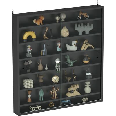 ARRIGONI Vitrine Murale D Exposition A 6 Etageres Reglables Pour Collection Bache D Affichage En Verre Et Panneaux De Particules 80x9.5x83 Cm Noir - Publicité ARRIGONI Vitrine Murale D Exposition A 6 Etageres Reglables Pour Collection Bache D Affichage En Verre Et Panneaux De Particules 80x9.5x83 Cm Noir - Publicité