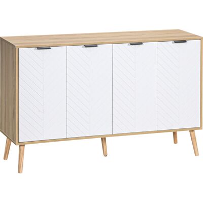ARRIGONI Buffet Bas Meuble De Rangement 2 Placards 4 Portes Motif Chevrons Étagères Réglables 120 X 35 X 77,4 Cm Blanc - Publicité ARRIGONI Buffet Bas Meuble De Rangement 2 Placards 4 Portes Motif Chevrons Étagères Réglables 120 X 35 X 77,4 Cm Blanc - Publicité