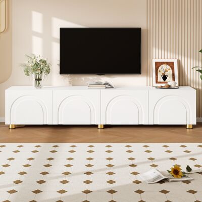 LIBERTÉ Meuble Tv Moderne 4 Portes Effet Arche Avec Rangement-180x35x40cm-blanc - Publicité LIBERTÉ Meuble Tv Moderne 4 Portes Effet Arche Avec Rangement-180x35x40cm-blanc - Publicité