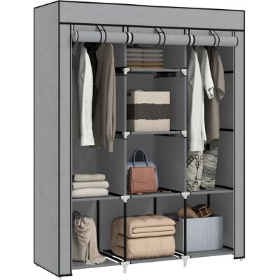 OEM Armoire Penderie Multi-rangement - 8 Étagères, 2 Barres - Non Tissé Gris Clair - Publicité OEM Armoire Penderie Multi-rangement - 8 Étagères, 2 Barres - Non Tissé Gris Clair - Publicité