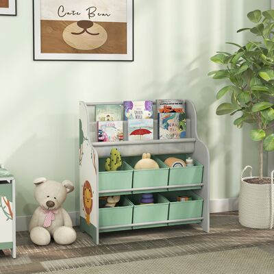 PZCC Meuble Rangement Enfant, Rangement Jouet Enfant, 6 Tiroirs En Tissu Et Étagère À Deux Niveaux, 63x30x71cm, Vert - Publicité PZCC Meuble Rangement Enfant, Rangement Jouet Enfant, 6 Tiroirs En Tissu Et Étagère À Deux Niveaux, 63x30x71cm, Vert - Publicité