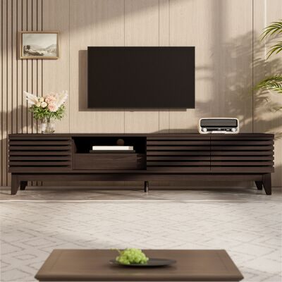 ALLAUVE Buffet Tv Rétro Bois Massif 170x35x40 Cm, Meuble Bas Avec 1 Tiroir Et 3 Portes, Rangement Unique Couleur Pour Salon - Publicité ALLAUVE Buffet Tv Rétro Bois Massif 170x35x40 Cm, Meuble Bas Avec 1 Tiroir Et 3 Portes, Rangement Unique Couleur Pour Salon - Publicité