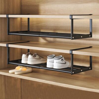 IRISFR Expandable Shoe Storage Rack, 40-70 Cm, Adjustable Closet And Furniture Organizer, Space Saving For Shoe Storage, Entryway, Wardrobe Clothes – Black 1 - Publicité IRISFR Expandable Shoe Storage Rack, 40-70 Cm, Adjustable Closet And Furniture Organizer, Space Saving For Shoe Storage, Entryway, Wardrobe Clothes – Black 1 - Publicité