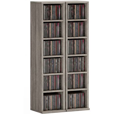 OEM Lot De 2 Étagères Colonnes Armoire De Rangement Cd-dvd 12 Compartiments 21 X 22.5 X 88.5 Cm Capacité 204 Cd Gris - Publicité OEM Lot De 2 Étagères Colonnes Armoire De Rangement Cd-dvd 12 Compartiments 21 X 22.5 X 88.5 Cm Capacité 204 Cd Gris - Publicité