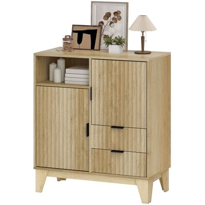 OEM Buffet Salon, Meuble De Rangement, 2 Portes, 2 Tiroirs, Étagère Réglable, Compartiment Ouvert, 80x40x90cm, Bois Naturel - Publicité OEM Buffet Salon, Meuble De Rangement, 2 Portes, 2 Tiroirs, Étagère Réglable, Compartiment Ouvert, 80x40x90cm, Bois Naturel - Publicité