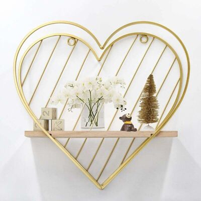 ENLENK Étagères Flottantes En Or À Fixation Murale En Forme Coeur En Métal Petite Étagère Rangement Pour Chambre À Coucher Or - Publicité ENLENK Étagères Flottantes En Or À Fixation Murale En Forme Coeur En Métal Petite Étagère Rangement Pour Chambre À Coucher Or - Publicité