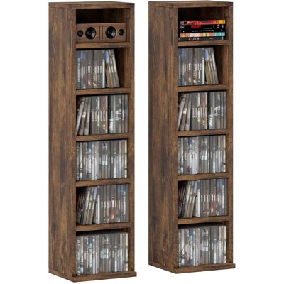 OEM Lot De 2 Étagères Colonnes Armoire De Rangement Cd 12 Compartiments 21 X 22.5 X 88.5 Cm Capacité 204 Cd Brun Rustique - Publicité OEM Lot De 2 Étagères Colonnes Armoire De Rangement Cd 12 Compartiments 21 X 22.5 X 88.5 Cm Capacité 204 Cd Brun Rustique - Publicité