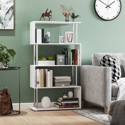 OEM Homcom Étagère Bibliothèque Design S Contemporain, 4 Niveaux 80lx30lx145hcm, Étagère Ouverte Créative, Blanc - Publicité OEM Homcom Étagère Bibliothèque Design S Contemporain, 4 Niveaux 80lx30lx145hcm, Étagère Ouverte Créative, Blanc - Publicité