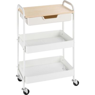 OEM Desserte De Cuisine Chariot De Service 2 Étagères Tiroir Plateau Aspect Bois Clair Acier Pp Blanc Idéal Pour Salon, Chambre À Coucher Ou Bureau En Bois Massif Solide Et Élégant - Publicité OEM Desserte De Cuisine Chariot De Service 2 Étagères Tiroir Plateau Aspect Bois Clair Acier Pp Blanc Idéal Pour Salon, Chambre À Coucher Ou Bureau En Bois Massif Solide Et Élégant - Publicité