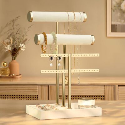 OEM Organisateur De Bijoux À 3 Niveaux - Porte-bijoux Beige - Support De Bijoux Amovible En T - Porte-bracelets En Velours - Publicité OEM Organisateur De Bijoux À 3 Niveaux - Porte-bijoux Beige - Support De Bijoux Amovible En T - Porte-bracelets En Velours - Publicité