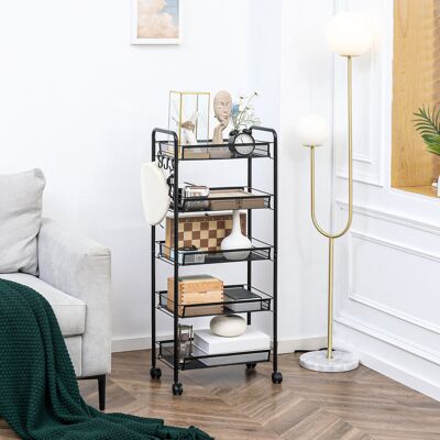 OEM Chariot Desserte Rangement - Sur Roulettes, 5 Paniers Acier Amovibles, 45x26,5x106cm - Publicité OEM Chariot Desserte Rangement - Sur Roulettes, 5 Paniers Acier Amovibles, 45x26,5x106cm - Publicité