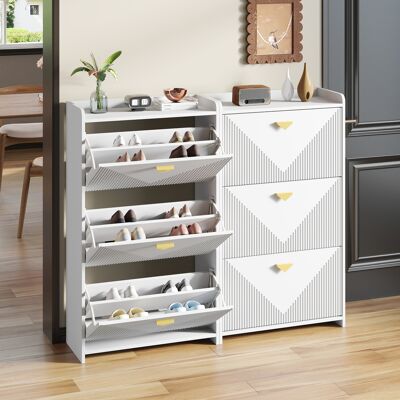 ACKERMAN Lot De 2 Pièces - Meuble À Chaussures 14030120cm Avec 6 Portes Rabattables Inférieures, Buffet, Meuble De Salon, Mdf, Blanc, Design Thermoformé, Largeur De Logement Réglable - Publicité ACKERMAN Lot De 2 Pièces - Meuble À Chaussures 14030120cm Avec 6 Portes Rabattables Inférieures, Buffet, Meuble De Salon, Mdf, Blanc, Design Thermoformé, Largeur De Logement Réglable - Publicité