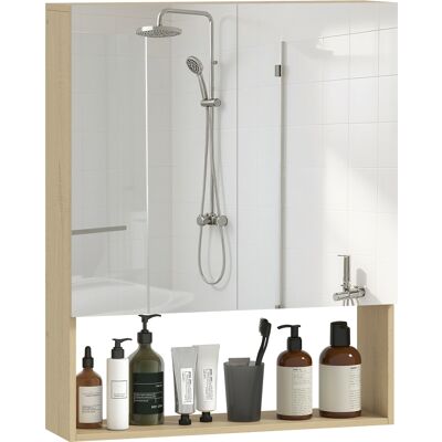 Generic Armoire De Salle De Bain À Portes Miroirs Et Étagère Ouverte, Fixation Murale En Mdf Et Panneau De Particules, Couleur Chêne - Publicité Generic Armoire De Salle De Bain À Portes Miroirs Et Étagère Ouverte, Fixation Murale En Mdf Et Panneau De Particules, Couleur Chêne - Publicité
