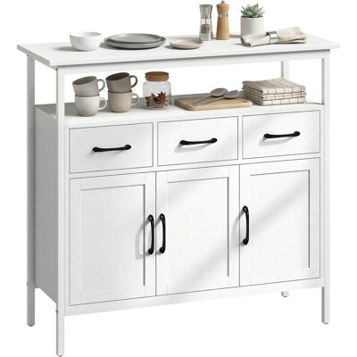 ARRIGONI Buffet Cuisine, Meuble De Rangement, 3 Portes, 3 Tiroirs, Compartiment Ouvert Et Étagères Réglables, 95x35x88cm, Blanc - Publicité ARRIGONI Buffet Cuisine, Meuble De Rangement, 3 Portes, 3 Tiroirs, Compartiment Ouvert Et Étagères Réglables, 95x35x88cm, Blanc - Publicité