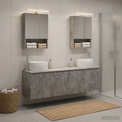 Ensemble D'Armoire De Salle De Bain 5 Pcs Gris Béton Vidaxl - Publicité Ensemble D'Armoire De Salle De Bain 5 Pcs Gris Béton Vidaxl - Publicité