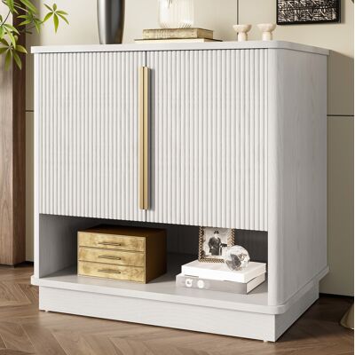 BEAOK Meuble À Chaussures En Mdf Blanc Effet Bois, 2 Portes Et Niche Ouverte, Tablettes Réglables, 60x40x61 Cm - Publicité BEAOK Meuble À Chaussures En Mdf Blanc Effet Bois, 2 Portes Et Niche Ouverte, Tablettes Réglables, 60x40x61 Cm - Publicité