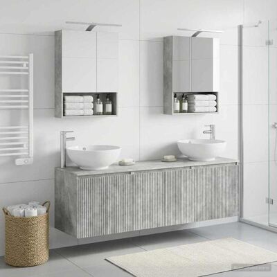 Ensemble D'Armoire De Salle De Bain 5 Pcs Gris Béton Vidaxl - Publicité Ensemble D'Armoire De Salle De Bain 5 Pcs Gris Béton Vidaxl - Publicité