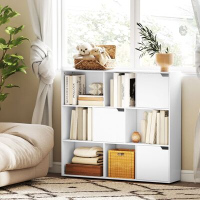 OEM Homcom Bibliothèque Étagère De Rangement 9 Cubes - 3 Portes & 6 Compartiments Ouverts, 106x24x95cm, Blanc - Publicité OEM Homcom Bibliothèque Étagère De Rangement 9 Cubes - 3 Portes & 6 Compartiments Ouverts, 106x24x95cm, Blanc - Publicité