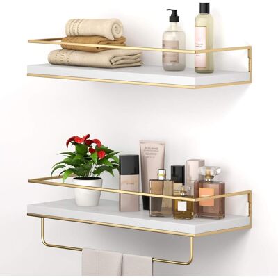 Generic Étagère Murale En 2 Parties Avec Porte-serviettes Doré, Étagère De Rangement Décorative Pour Salle De Bain, Cuisine, Salon Et Chambre (doré, 40 Cm) - Publicité Generic Étagère Murale En 2 Parties Avec Porte-serviettes Doré, Étagère De Rangement Décorative Pour Salle De Bain, Cuisine, Salon Et Chambre (doré, 40 Cm) - Publicité