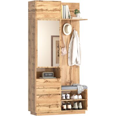 ACKERMAN Armoire Compacte Avec Miroir Et Banc, Armoire D'Entrée Avec Meuble À Chaussures Et Patères, Patères, Armoire Compacte, Ensemble De Meubles D'Entrée, Armoire D'Entrée - Publicité ACKERMAN Armoire Compacte Avec Miroir Et Banc, Armoire D'Entrée Avec Meuble À Chaussures Et Patères, Patères, Armoire Compacte, Ensemble De Meubles D'Entrée, Armoire D'Entrée - Publicité