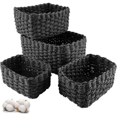 JARDIBRIC Petit Panier De Rangement Ensemble De 4 Pièces, Panier De Rangement Tissé Empilable Pour La Cuisine, Idéal Pour Une Utilisation Comme Boîte De Rangement De Salle De Bain (noir) - Publicité JARDIBRIC Petit Panier De Rangement Ensemble De 4 Pièces, Panier De Rangement Tissé Empilable Pour La Cuisine, Idéal Pour Une Utilisation Comme Boîte De Rangement De Salle De Bain (noir) - Publicité