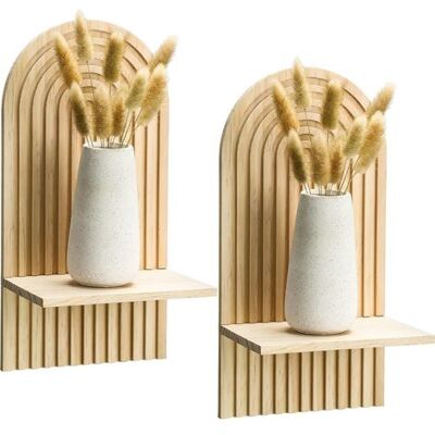 OEM Lot De 2 Petites Étagères Murales En Bois – Étagères Murales Flottantes Style Bohème – Pour Décoration Murale, Chambre, Salle De Bain, Salon (naturel) - Publicité OEM Lot De 2 Petites Étagères Murales En Bois – Étagères Murales Flottantes Style Bohème – Pour Décoration Murale, Chambre, Salle De Bain, Salon (naturel) - Publicité