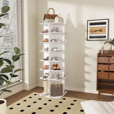 OEM Étagère À Chaussures Rotative À 7 Niveaux, Organisateur De Chaussures Autoportant Pivotant À 360°, Tour De Rangement Avec Base Haute, Plateau Tournant Pour Le Rangement, Peut Contenir 28 Paires De Cha - Publicité OEM Étagère À Chaussures Rotative À 7 Niveaux, Organisateur De Chaussures Autoportant Pivotant À 360°, Tour De Rangement Avec Base Haute, Plateau Tournant Pour Le Rangement, Peut Contenir 28 Paires De Cha - Publicité