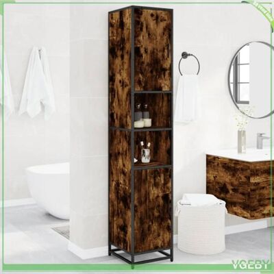 OEM Armoire De Salle De Bain - 3300882 - Chêne Fumé - Bois D'Ingénierie & Métal - 6 Compartiments - Publicité OEM Armoire De Salle De Bain - 3300882 - Chêne Fumé - Bois D'Ingénierie & Métal - 6 Compartiments - Publicité