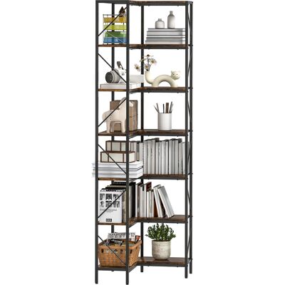 ARRIGONI Bibliothèque D'Angle À 7 Niveaux Industriel Avec Étagères De Rangement, 60 X 60 X 198 Cm, Brun Rustique - Publicité ARRIGONI Bibliothèque D'Angle À 7 Niveaux Industriel Avec Étagères De Rangement, 60 X 60 X 198 Cm, Brun Rustique - Publicité