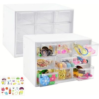 ENLENK 2 Pcs Casier Rangement Tiroir Plastique À 9 Compartiments Boîte Rangement Tiroir Bureau 18 10 11.8 Cm Organiseur Bureau Avec Tiroirs Tour Tiroir Plastique Pour Outil Bricolage, Blanc - Publicité ENLENK 2 Pcs Casier Rangement Tiroir Plastique À 9 Compartiments Boîte Rangement Tiroir Bureau 18 10 11.8 Cm Organiseur Bureau Avec Tiroirs Tour Tiroir Plastique Pour Outil Bricolage, Blanc - Publicité