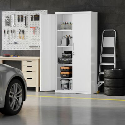 SONGMICS Caisson De Bureau À 5 Niveaux, Armoire Polyvalente, Armoire De Rangement En Acier, Double Portes, Blanc - Publicité SONGMICS Caisson De Bureau À 5 Niveaux, Armoire Polyvalente, Armoire De Rangement En Acier, Double Portes, Blanc - Publicité