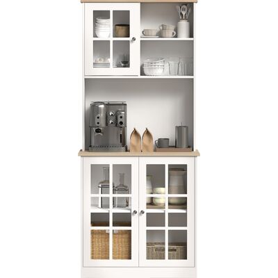 OEM Buffet Cuisine, Meuble Cuisine Rangement Haut, Meuble De Rangement Avec Plan De Travail, 3 Portes Vitrées, 2 Niches Et Étagères Réglables, 80 X 37 X 183 Cm, Blanc Chêne - Publicité OEM Buffet Cuisine, Meuble Cuisine Rangement Haut, Meuble De Rangement Avec Plan De Travail, 3 Portes Vitrées, 2 Niches Et Étagères Réglables, 80 X 37 X 183 Cm, Blanc Chêne - Publicité