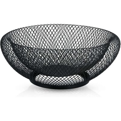 NONAME Bol À Fruits Rond En Métal Noir - Bol Décoratif À Double Paroi Pour Fruits, Légumes Et Plus - 1,5 L - Moderne - Publicité NONAME Bol À Fruits Rond En Métal Noir - Bol Décoratif À Double Paroi Pour Fruits, Légumes Et Plus - 1,5 L - Moderne - Publicité