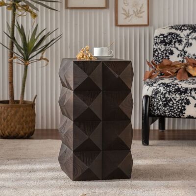 ACKERMAN 60cm Height Three-dimensional Embossed Pattern Design Retro Side Table Retro Wooden Nightstand Brown,no Assembly Required - Publicité ACKERMAN 60cm Height Three-dimensional Embossed Pattern Design Retro Side Table Retro Wooden Nightstand Brown,no Assembly Required - Publicité
