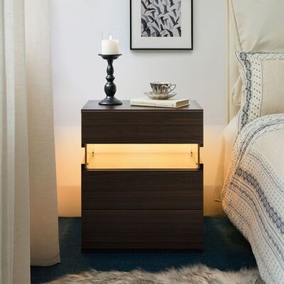 ACKERMAN Led Nightstands 3 Drawer Dresser For Bedroom End Table With Acrylic Board Led Bedside Tables For Bedroom Living Room Bedside Furniture (walnut) - Publicité ACKERMAN Led Nightstands 3 Drawer Dresser For Bedroom End Table With Acrylic Board Led Bedside Tables For Bedroom Living Room Bedside Furniture (walnut) - Publicité