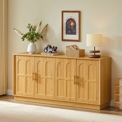 ACKERMAN Grand Buffet Extra Avec Espace De Rangement, Vitrine Moderne Avec Façade Bombée, Meuble Tv De 169 Cm De Long, Adapté Pour Salon/cuisine/salle À Manger/couloir, Naturel, 1694080cm - Publicité ACKERMAN Grand Buffet Extra Avec Espace De Rangement, Vitrine Moderne Avec Façade Bombée, Meuble Tv De 169 Cm De Long, Adapté Pour Salon/cuisine/salle À Manger/couloir, Naturel, 1694080cm - Publicité