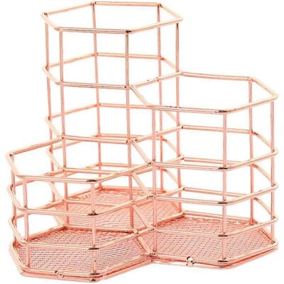 LISATR Porte-stylo En Fer, Porte-stylo De Bureau Multifonctionnel, Organisateur De Fournitures De Bureau, Rangement Pour La Maison Et Le Bureau (or Rose)-14.50x12.00x7.50cm-rose Gold - Publicité LISATR Porte-stylo En Fer, Porte-stylo De Bureau Multifonctionnel, Organisateur De Fournitures De Bureau, Rangement Pour La Maison Et Le Bureau (or Rose)-14.50x12.00x7.50cm-rose Gold - Publicité