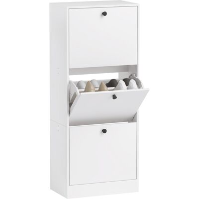 OEM Meuble À Chaussures, Étagère À Chaussures, 3 Compartiments Rabattables, Réglable, En Aggloméré, Blanc - Publicité OEM Meuble À Chaussures, Étagère À Chaussures, 3 Compartiments Rabattables, Réglable, En Aggloméré, Blanc - Publicité