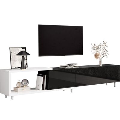 ACKERMAN Meuble Tv Extensible/meuble Bas Pour Tv Avec 3 Portes Laquées, Pieds En Métal, Charnières Silencieuses, Design Moderne, Espace De Rangement - Publicité ACKERMAN Meuble Tv Extensible/meuble Bas Pour Tv Avec 3 Portes Laquées, Pieds En Métal, Charnières Silencieuses, Design Moderne, Espace De Rangement - Publicité