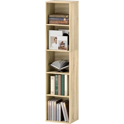 OEM Bibliothèque Étagère De Rangement 5 Niveaux Avec Étagères Réglables Pour Salon, Chambre, Bureau, 30x24x133,5cm, Naturel - Publicité OEM Bibliothèque Étagère De Rangement 5 Niveaux Avec Étagères Réglables Pour Salon, Chambre, Bureau, 30x24x133,5cm, Naturel - Publicité