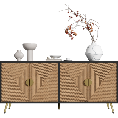 EASYCOMFORT As Easy Buffet De 160 Cm, Quatre Portes, Poignées Dorées Brossées Et Pieds De Table Laqués Brillants - Publicité EASYCOMFORT As Easy Buffet De 160 Cm, Quatre Portes, Poignées Dorées Brossées Et Pieds De Table Laqués Brillants - Publicité