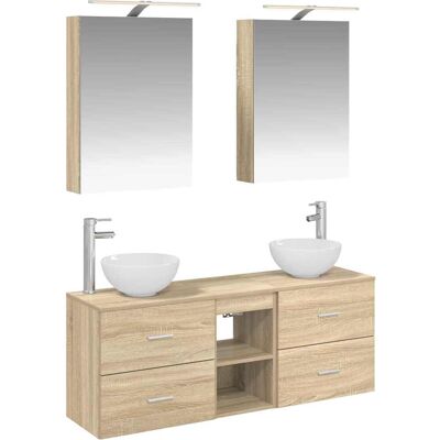 Ensemble D'Armoire De Salle De Bain 5 Pcs Chêne Sonoma Vidaxl - Publicité Ensemble D'Armoire De Salle De Bain 5 Pcs Chêne Sonoma Vidaxl - Publicité