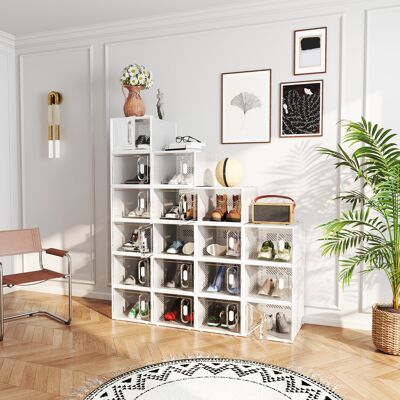ACIRIHO Meuble De Rangement Modulable, 8 Cubes, Meuble À Chaussures Empilables, Vêtements, Livres, Jouets, Blanc Et Transparent - Publicité ACIRIHO Meuble De Rangement Modulable, 8 Cubes, Meuble À Chaussures Empilables, Vêtements, Livres, Jouets, Blanc Et Transparent - Publicité