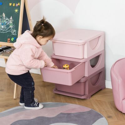 ALLAUVE Commode Enfant 3 Tiroirs Rose, Petit Meuble De Rangement Pour Jouets, Chambre Bébé - Publicité ALLAUVE Commode Enfant 3 Tiroirs Rose, Petit Meuble De Rangement Pour Jouets, Chambre Bébé - Publicité