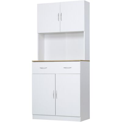 ARRIGONI Buffet Haut Cuisine, Armoire De Cuisine, 4 Portes, Tiroir, Plan De Travail Et Étagères Réglables, 80x40x180cm, Blanc - Publicité ARRIGONI Buffet Haut Cuisine, Armoire De Cuisine, 4 Portes, Tiroir, Plan De Travail Et Étagères Réglables, 80x40x180cm, Blanc - Publicité